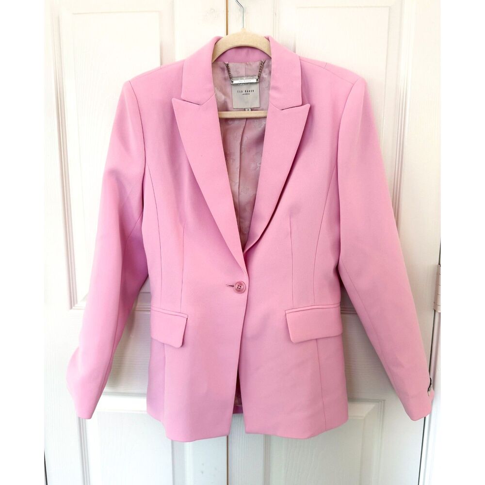 Ted Baker Myyia Pink single-breasted blazer & slim pleated trousers - size 2